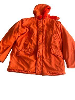Vintage Johnson Garment Hunting Jacket Men's Medium Blaze Orange USA Hood READ